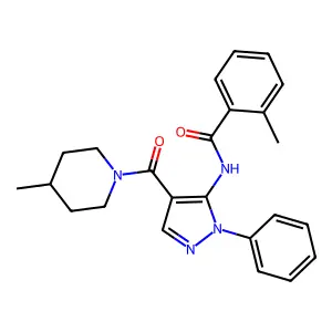 2-methyl-N-[4-(4-methylpiperidine-1-carbonyl)-2-phenylpyrazol-3-yl]benzamide structure