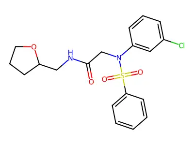 2-[N-(benzenesulfonyl)-3-chloroanilino]-N-(oxolan-2-ylmethyl)acetamide structure