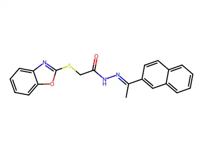 (Z)-2-(benzo[d]oxazol-2-ylthio)-N'-(1-(naphthalen-2-yl)ethylidene)acetohydrazide structure