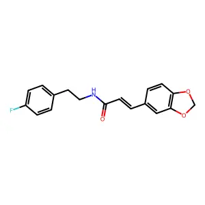 (E)-3-(1,3-benzodioxol-5-yl)-N-[2-(4-fluorophenyl)ethyl]prop-2-enamide structure