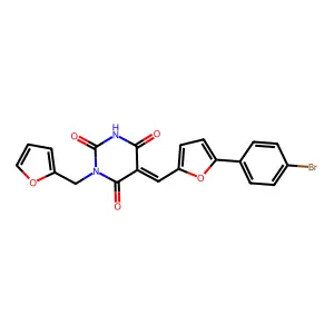 (5Z)-5-[[5-(4-bromophenyl)furan-2-yl]methylidene]-1-(furan-2-ylmethyl)-1,3-diazinane-2,4,6-trione structure