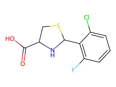 2-(2-Chloro-6-fluorophenyl)-1,3-thiazolidine-4-carboxylic acid structure