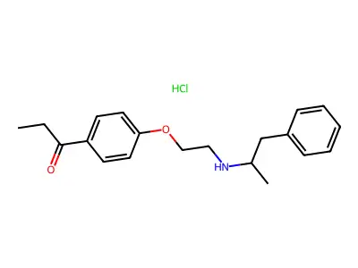 1-[4-[2-[(1-Methyl-2-phenylethyl)amino]ethoxy]phenyl]propan-1-one hydrochloride structure