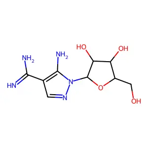 5-Amino-1-[3,4-dihydroxy-5-(hydroxymethyl)oxolan-2-yl]pyrazole-4-carboximidamide structure
