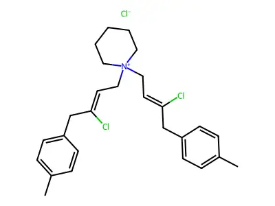1,1-Bis[3-chloro-4-(4-methylphenyl)but-2-enyl]piperidin-1-ium chloride structure