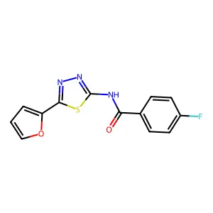 4-fluoro-N-[5-(furan-2-yl)-1,3,4-thiadiazol-2-yl]benzamide structure