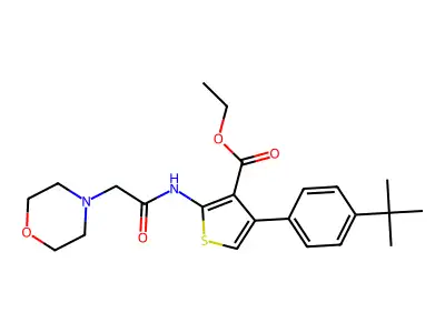 Ethyl 4-(4-(tert-butyl)phenyl)-2-(2-morpholinoacetamido)thiophene-3-carboxylate structure