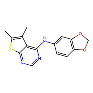 N-(benzo[d][1,3]dioxol-5-yl)-5,6-dimethylthieno[2,3-d]pyrimidin-4-amine structure