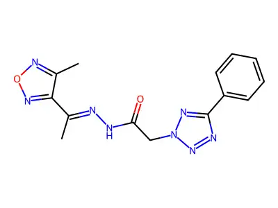 N-[(E)-1-(4-methyl-1,2,5-oxadiazol-3-yl)ethylideneamino]-2-(5-phenyltetrazol-2-yl)acetamide structure