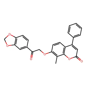 7-[2-(1,3-benzodioxol-5-yl)-2-oxoethoxy]-8-methyl-4-phenyl-2H-chromen-2-one structure