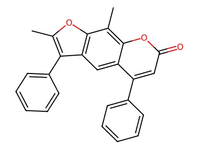 2,9-dimethyl-3,5-diphenyl-7H-furo[3,2-g]chromen-7-one structure