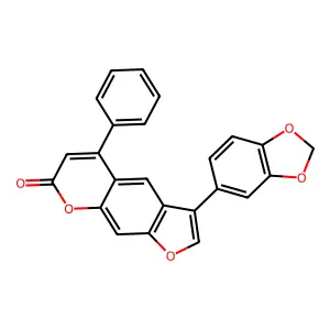 3-(1,3-benzodioxol-5-yl)-5-phenyl-7H-furo[3,2-g]chromen-7-one structure