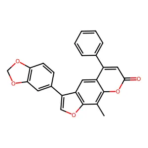 3-(1,3-benzodioxol-5-yl)-9-methyl-5-phenyl-7H-furo[3,2-g]chromen-7-one structure