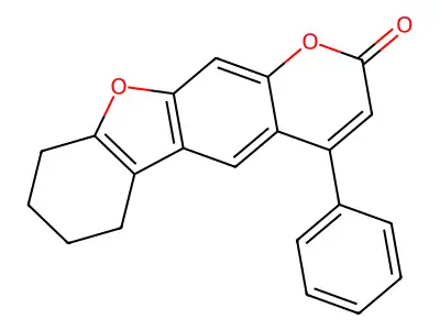 4-phenyl-6,7,8,9-tetrahydro-2H-[1]benzofuro[3,2-g]chromen-2-one structure