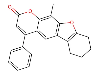 11-methyl-4-phenyl-6,7,8,9-tetrahydro-2H-[1]benzofuro[3,2-g]chromen-2-one structure