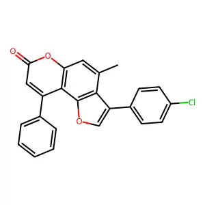 3-(4-chlorophenyl)-4-methyl-9-phenyl-7H-furo[2,3-f]chromen-7-one structure