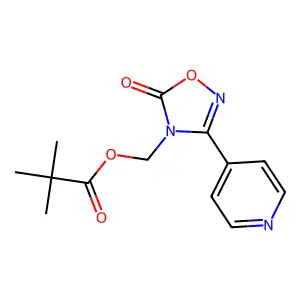 Propanoic acid, 2,2-dimethyl-, (5-oxo-3-(4-pyridinyl)-1,2,4-oxadiazol-4(5H)-yl)methyl ester structure