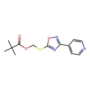 Propanoic acid, 2,2-dimethyl-, ((3-(4-pyridinyl)-1,2,4-oxadiazol-5-yl)thio)methyl ester structure
