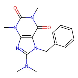 7-Benzyl-8-dimethylamino-1,3-dimethyl-3,7-dihydro-purine-2,6-dione structure