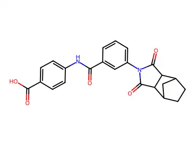 4-({[3-(1,3-dioxooctahydro-2H-4,7-methanoisoindol-2-yl)phenyl]carbonyl}amino)benzoic acid structure