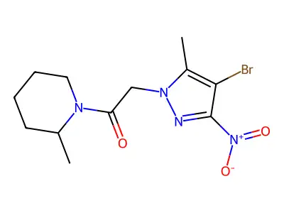 2-(4-Bromo-5-methyl-3-nitropyrazol-1-yl)-1-(2-methylpiperidin-1-yl)ethanone structure