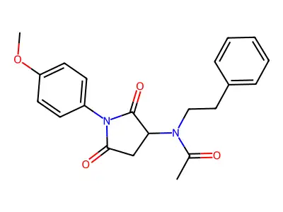 N-[1-(4-methoxyphenyl)-2,5-dioxo-3-pyrrolidinyl]-N-(2-phenylethyl)acetamide structure