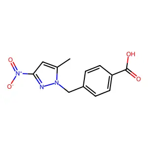 4-[(5-methyl-3-nitro-1H-pyrazol-1-yl)methyl]benzoic acid structure