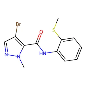 4-Bromo-1-methyl-N-[2-(methylthio)phenyl]-1H-pyrazole-5-carboxamide structure