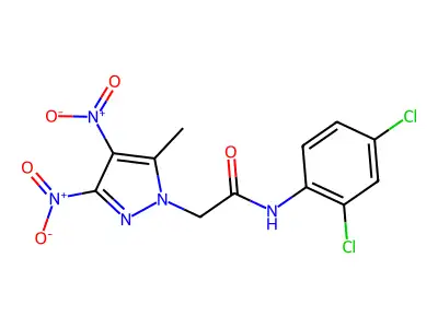 2-{3,4-dinitro-5-methyl-1H-pyrazol-1-yl}-N-(2,4-dichlorophenyl)acetamide structure