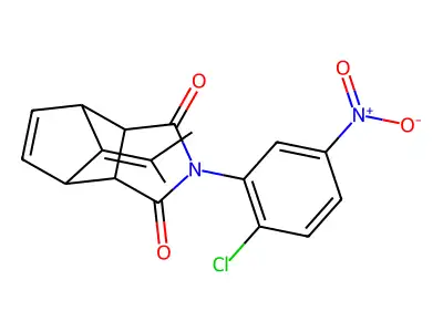 2-(2-chloro-5-nitrophenyl)-8-(propan-2-ylidene)-3a,4,7,7a-tetrahydro-1H-4,7-methanoisoindole-1,3(2H)-dione structure