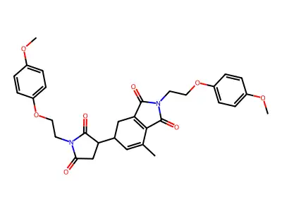 2-[2-(4-methoxyphenoxy)ethyl]-6-{1-[2-(4-methoxyphenoxy)ethyl]-2,5-dioxoazolid in-3-yl}-4-methyl-6,7-dihydroisoindole-1,3-dione structure