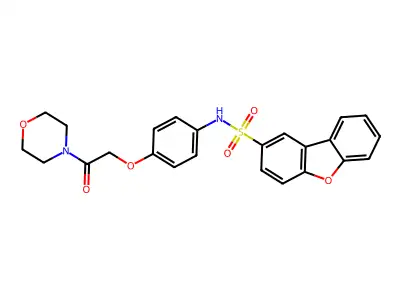 N-[4-(2-morpholin-4-yl-2-oxoethoxy)phenyl]dibenzofuran-2-sulfonamide structure
