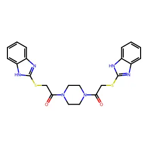 Piperazine, 1,4-bis[(1H-benzimidazol-2-ylthio)acetyl]- structure