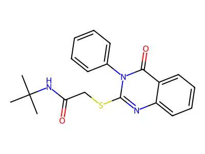 2-[(3,4-Dihydro-4-oxo-3-phenyl-2-quinazolinyl)thio]-N-(1,1-dimethylethyl)acetamide structure