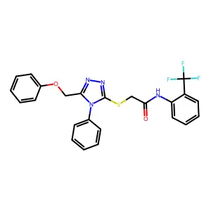 2-[[5-(phenoxymethyl)-4-phenyl-1,2,4-triazol-3-yl]sulfanyl]-N-[2-(trifluoromethyl)phenyl]acetamide structure