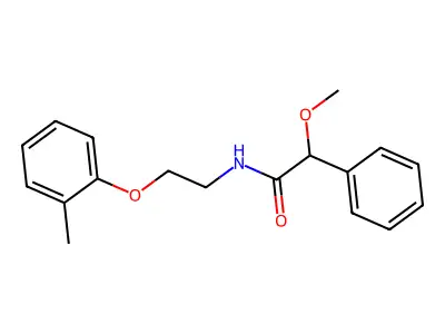 2-methoxy-N-[2-(2-methylphenoxy)ethyl]-2-phenylacetamide structure