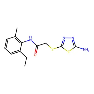 2-[(5-amino-1,3,4-thiadiazol-2-yl)sulfanyl]-N-(2-ethyl-6-methylphenyl)acetamide structure