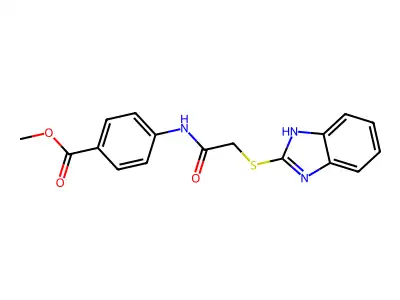 methyl 4-[2-(1H-1,3-benzodiazol-2-ylsulfanyl)acetamido]benzoate structure