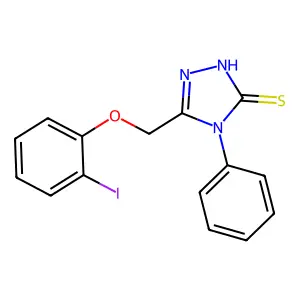 5-[(2-iodophenoxy)methyl]-4-phenyl-4H-1,2,4-triazole-3-thiol structure