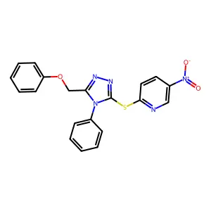 5-Nitro-2-[[5-(phenoxymethyl)-4-phenyl-1,2,4-triazol-3-yl]sulfanyl]pyridine structure