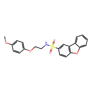 N-[2-(4-methoxyphenoxy)ethyl]dibenzofuran-2-sulfonamide structure