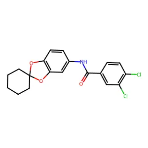 3,4-dichloro-N-spiro[1,3-benzodioxole-2,1'-cyclohexan]-5-ylbenzamide structure