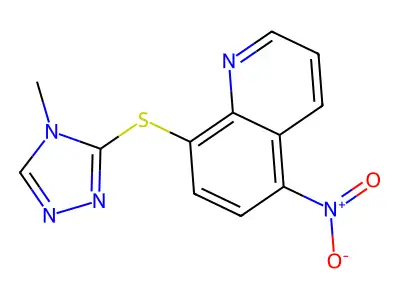 8-[(4-methyl-4H-1,2,4-triazol-3-yl)sulfanyl]-5-nitroquinoline structure