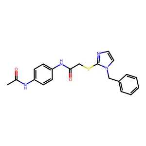 N-(4-acetamidophenyl)-2-(1-benzylimidazol-2-yl)sulfanylacetamide structure