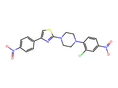 1-(2-Chloro-4-nitrophenyl)-4-(4-(4-nitrophenyl)-2-thiazolyl)piperazine structure