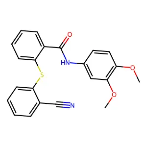 2-(2-cyanophenyl)sulfanyl-N-(3,4-dimethoxyphenyl)benzamide structure