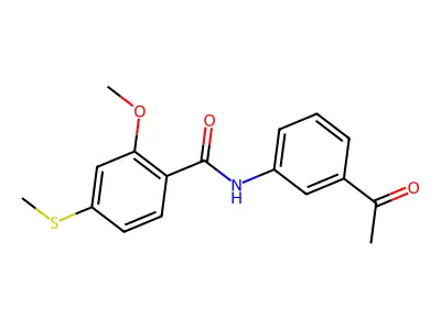 N-(3-acetylphenyl)-2-methoxy-4-(methylthio)benzamide structure