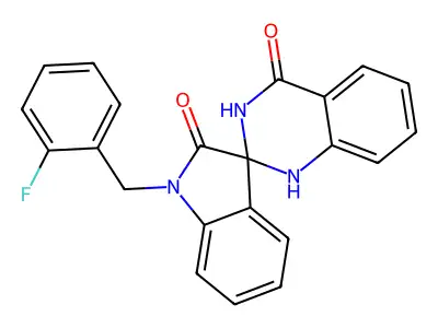 1-(2-fluorobenzyl)-1'H-spiro[indole-3,2'-quinazoline]-2,4'(1H,3'H)-dione structure