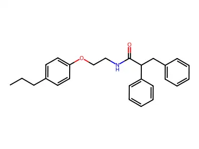 2,3-diphenyl-N-[2-(4-propylphenoxy)ethyl]propanamide structure