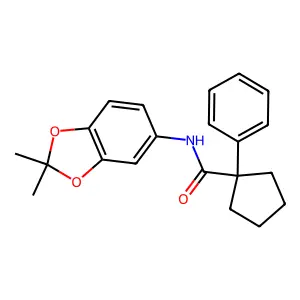 N-(2,2-dimethyl-1,3-benzodioxol-5-yl)-1-phenylcyclopentane-1-carboxamide structure